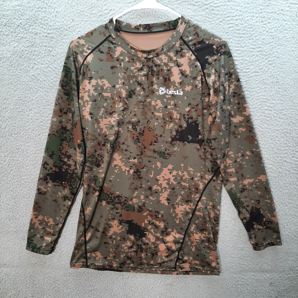 Tesla Shirt Adult Extra Large Camouflage Digital Camo Performance Stretch Army